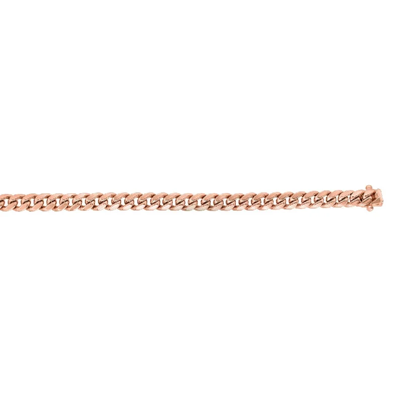 Elegant Silver Bracelet with Family Names-14kt 26" Rose Gold New Miami Cuban Bracelet with Box Clasp PNMC160-26