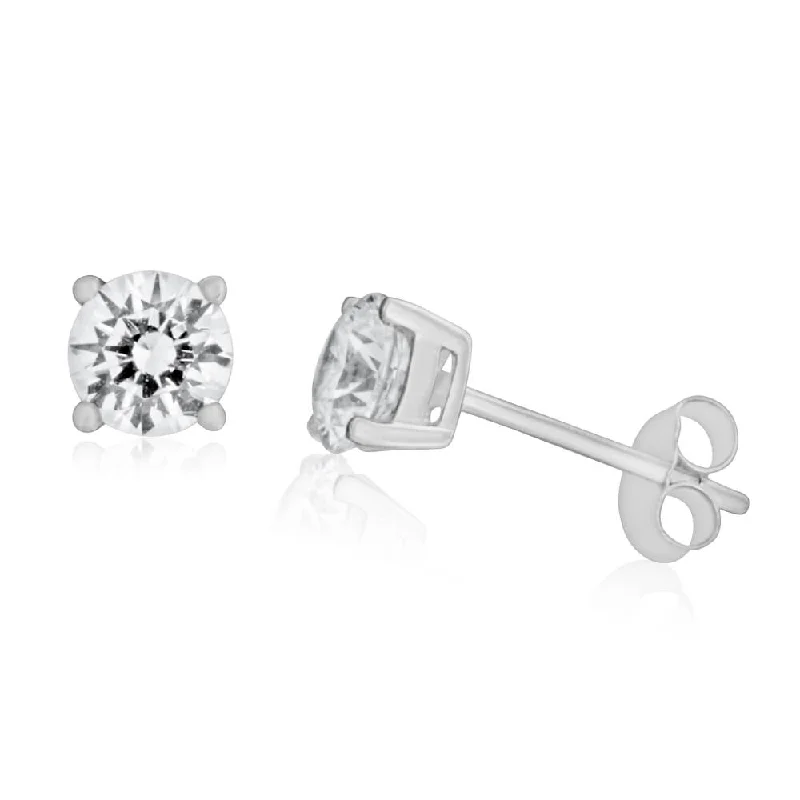 Silver and Pearl Drop Earrings-9ct White Gold Cubic Zirconia Stud Earrings