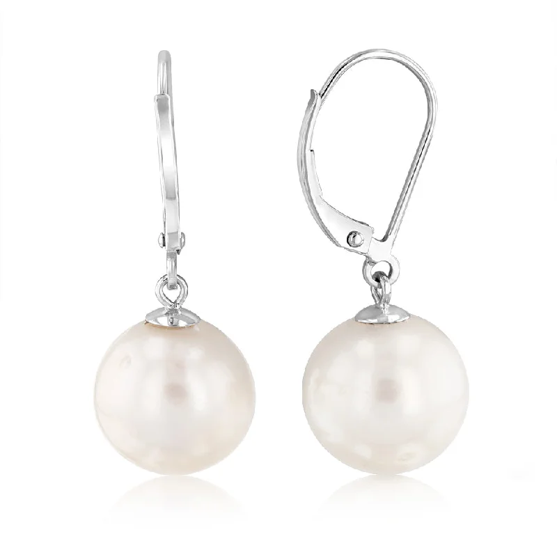 Trendy Stud Earrings for Teens-9ct Yellow Gold 10-11mm White South Sea Pearl Drop Earrings