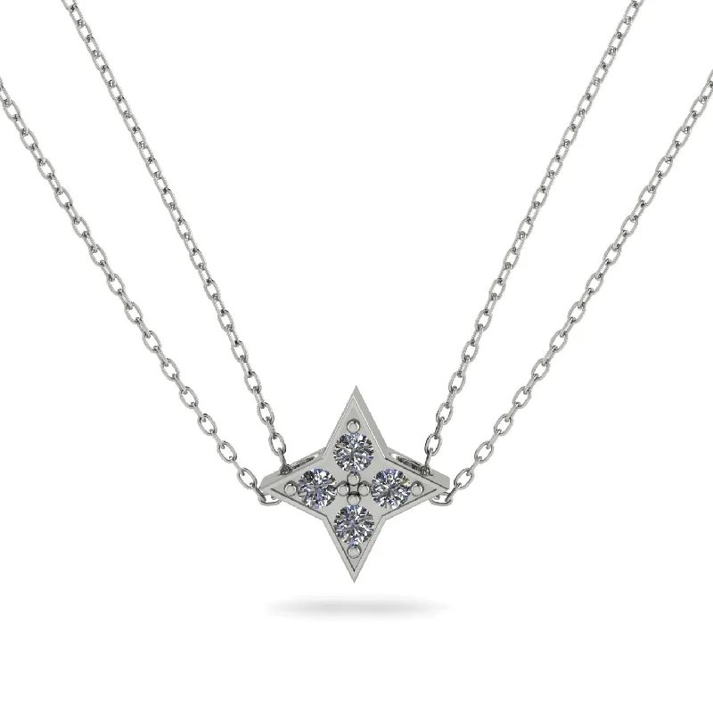 Classic Gold Pendant Necklace for Brides-Star Diamond Necklace - Greta No. 3