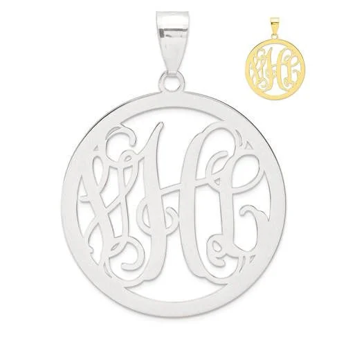 Custom Birthstone Necklace for Grandma-Round .018 Gauge Monogram Pendant - Sterling Silver or Solid Gold