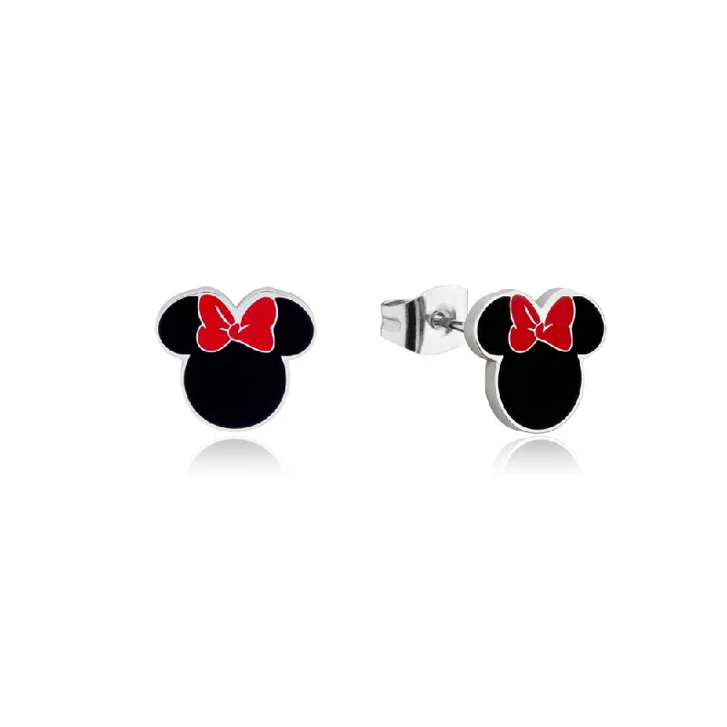 Sparkling Gold Drop Earrings for Weddings-Disney Stainless Steel Minnie Silhouette Stud Earrings