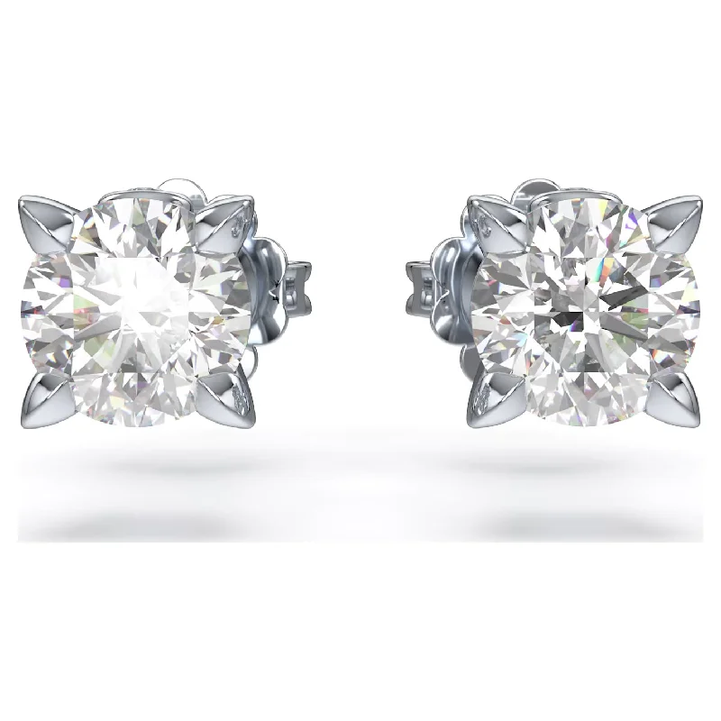 Unique Gold Earrings for Special Occasions-Swarovski Diamond Round Stud 14K White Gold Earrings 1.00ctw