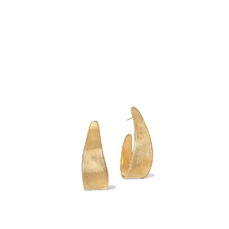 Elegant Gold Drop Earrings-Marco Bicego Lunaria Collection 18K Lunaria Yellow Gold Small Hoop Earrings OB1760 Y