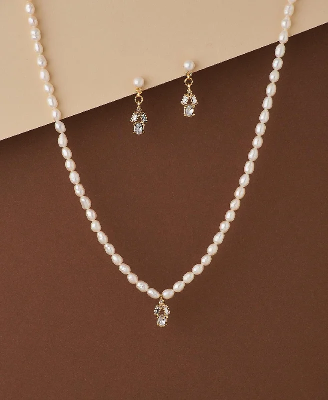 Customizable Heart Necklace for Weddings-Elegant Real Pearl Necklace Set