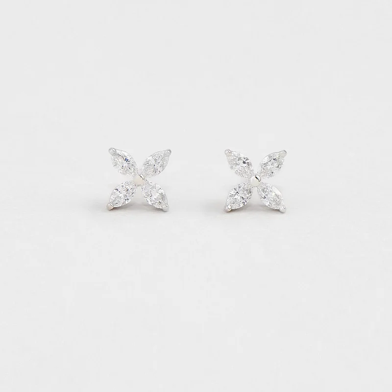 Large Diamond Hoop Earrings-Marquise Diamond Studs