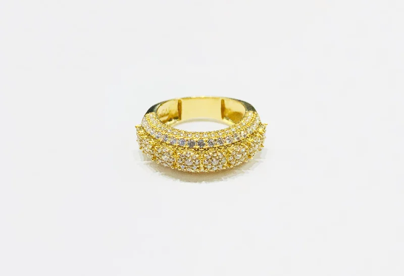 Classic Wedding Ring with Multiple Diamonds-Pave CZ Ring (14K).