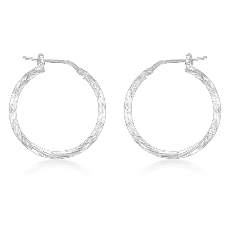 Sparkling Silver Earrings for Weddings-Sterling Silver Twisted 20mm Hoop Earrings