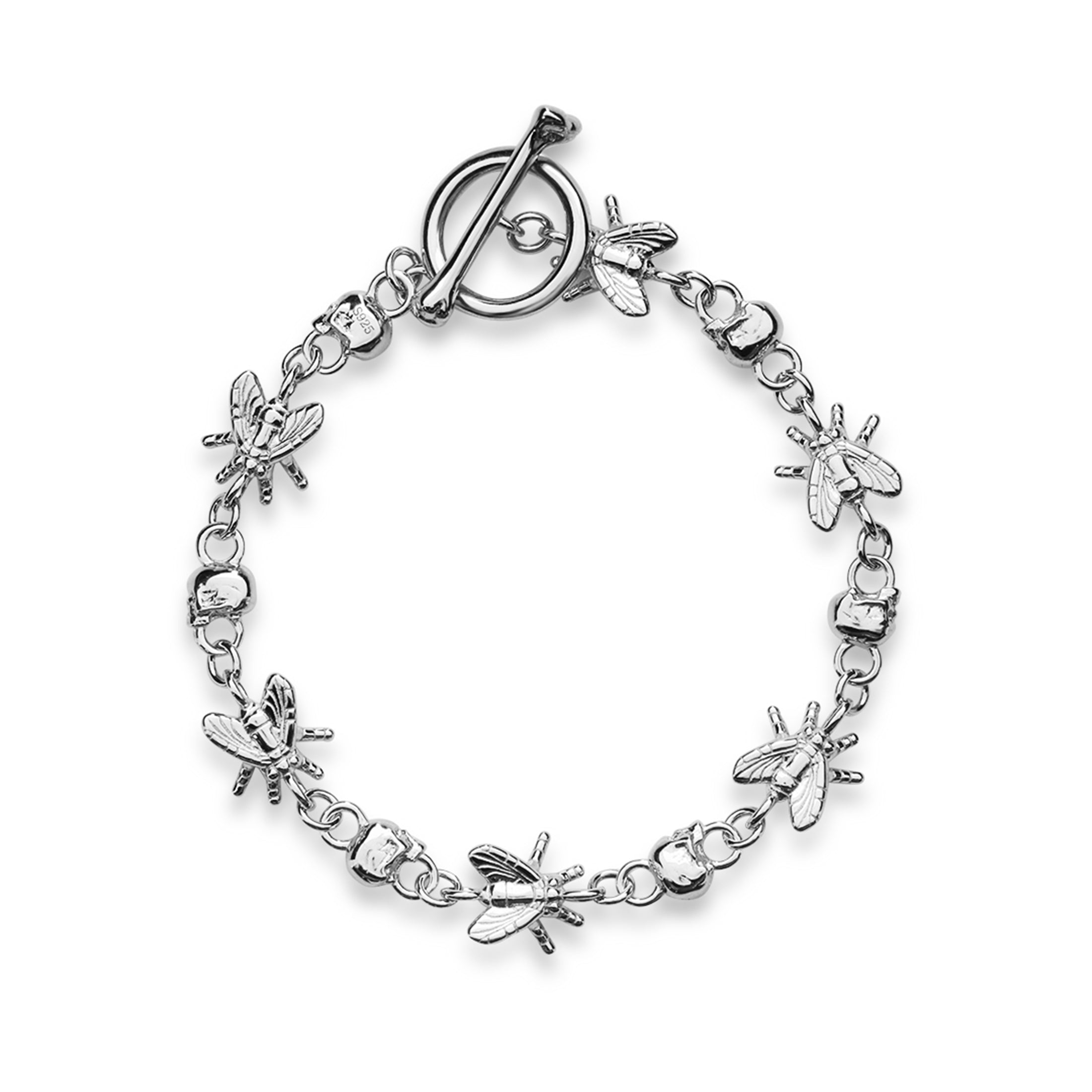 Simple Silver Bracelet with Oval Pendants-ROTTEN BRACELET