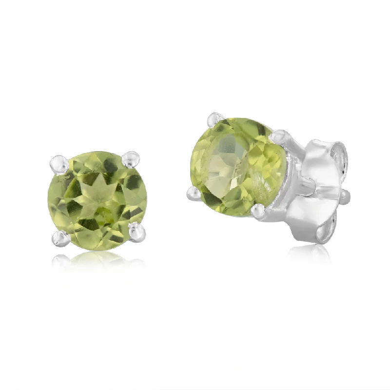 Personalized Drop Earrings for Brides-Sterling Silver Natural Peridot 5mm Stud Earrings