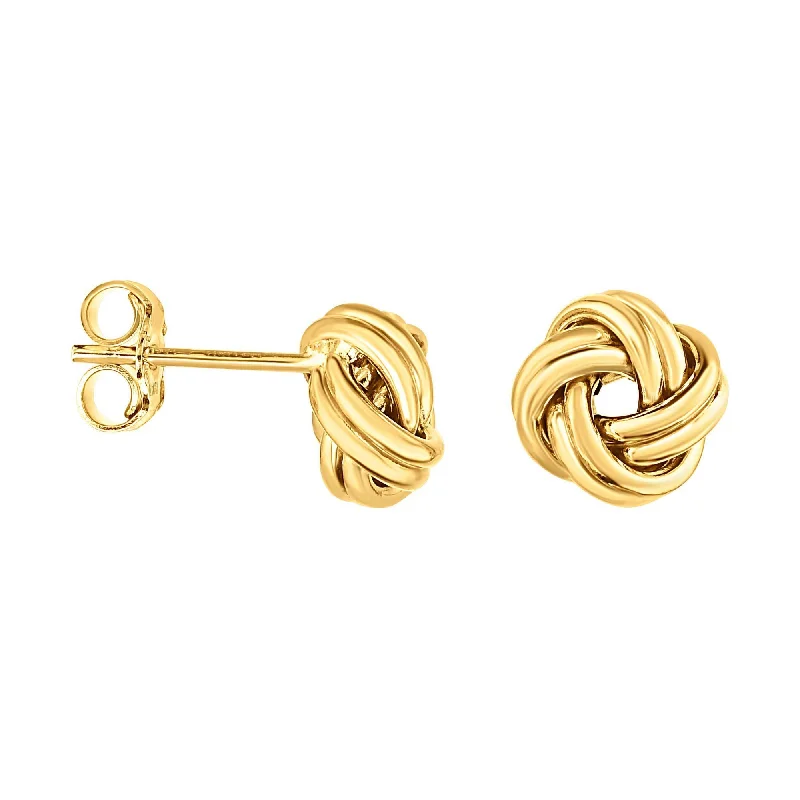 Elegant Swarovski Earrings-14K Yellow Gold Medium Muli-Row Love Knot Stud Earring