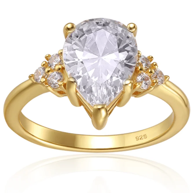 Custom Heart-shaped Engagement Ring with Gemstone-Belle in Gold - 2 ct Pear