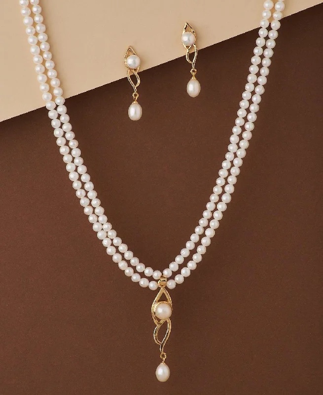 Handcrafted Silver Necklace for Weddings-Elegant Real Pearl Necklace Set