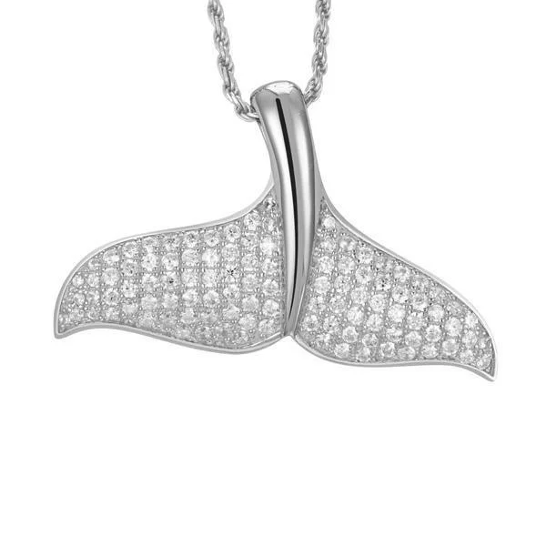 Custom Heart Pendant Necklace for Anniversary-Pavé Whale Tail Pendant