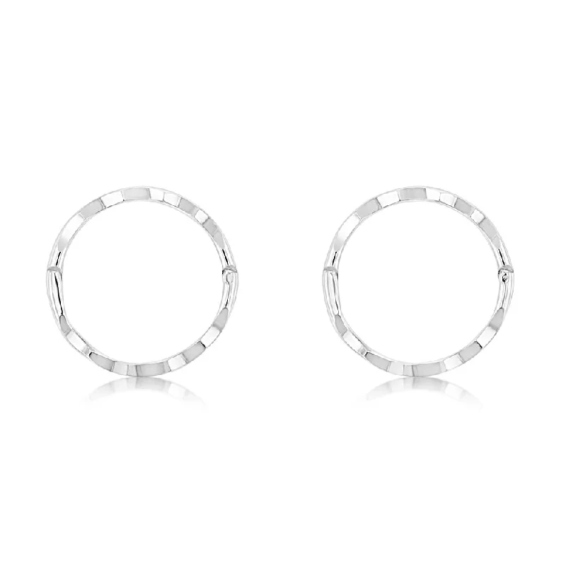 Trendy Earrings for Special Events-Sterling Silver Diamond Cut 12mm Sleeper Earrings