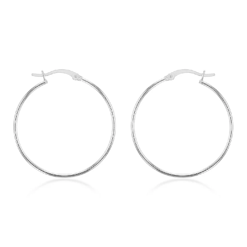 Classic Gold Stud Earrings-Sterling Silver Plain 30mm Hoop Earrings