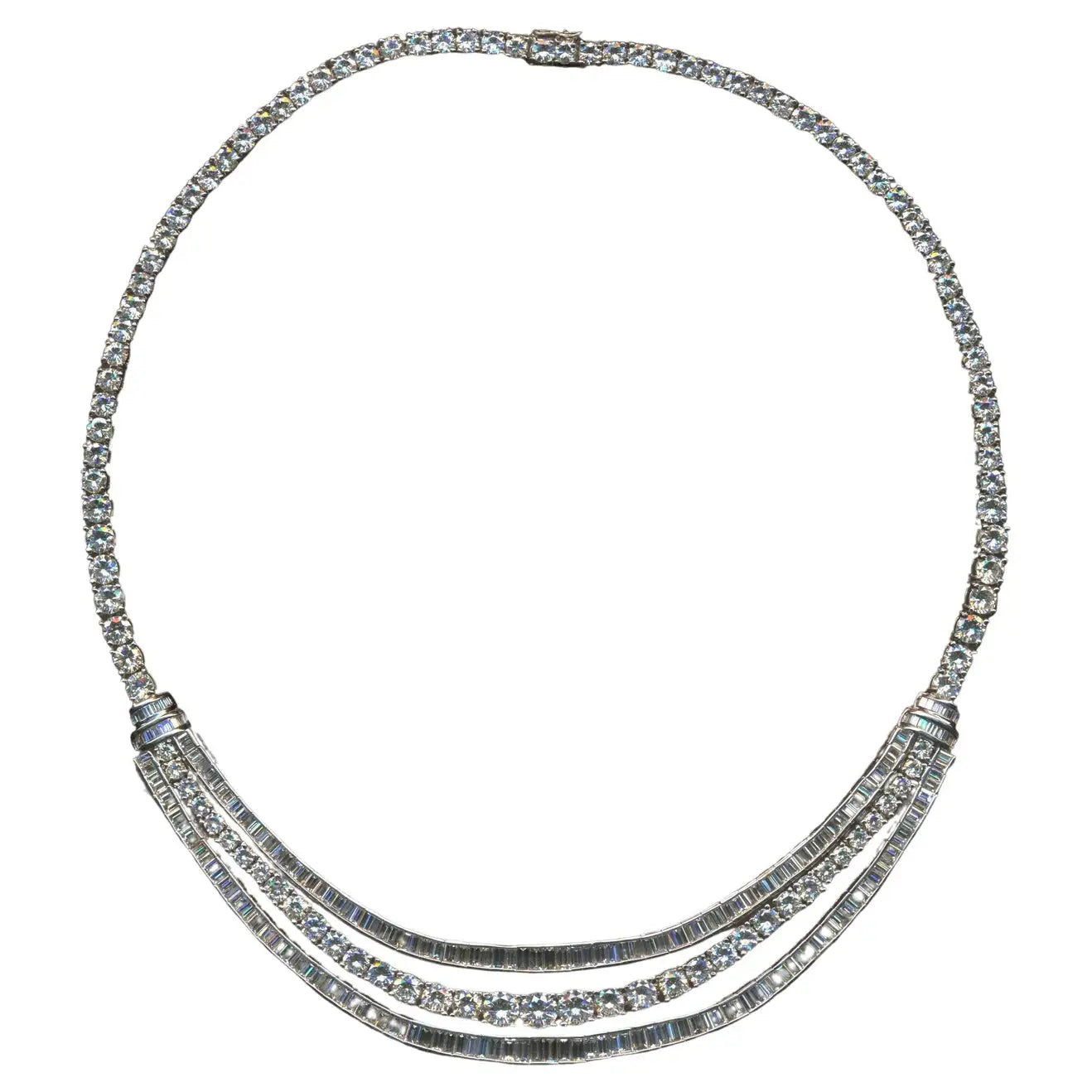 Handcrafted Silver Necklace for Weddings-Seriously Important Platinum and Diamond Necklace 45.00 Carats