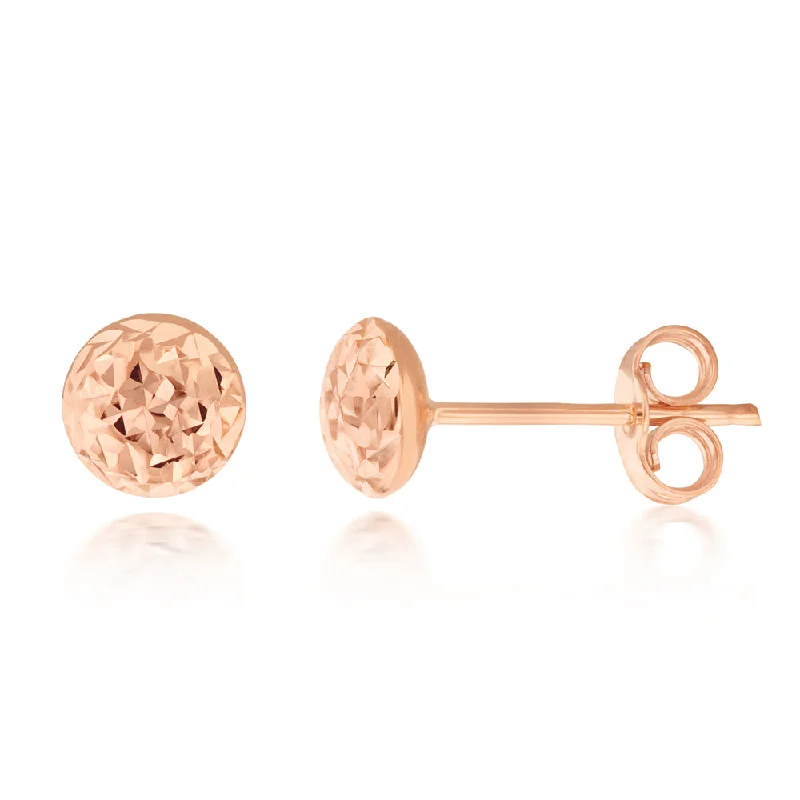 Statement Earrings with Diamonds-9ct Rose Gold Textured 5.5mm Stud Earrings