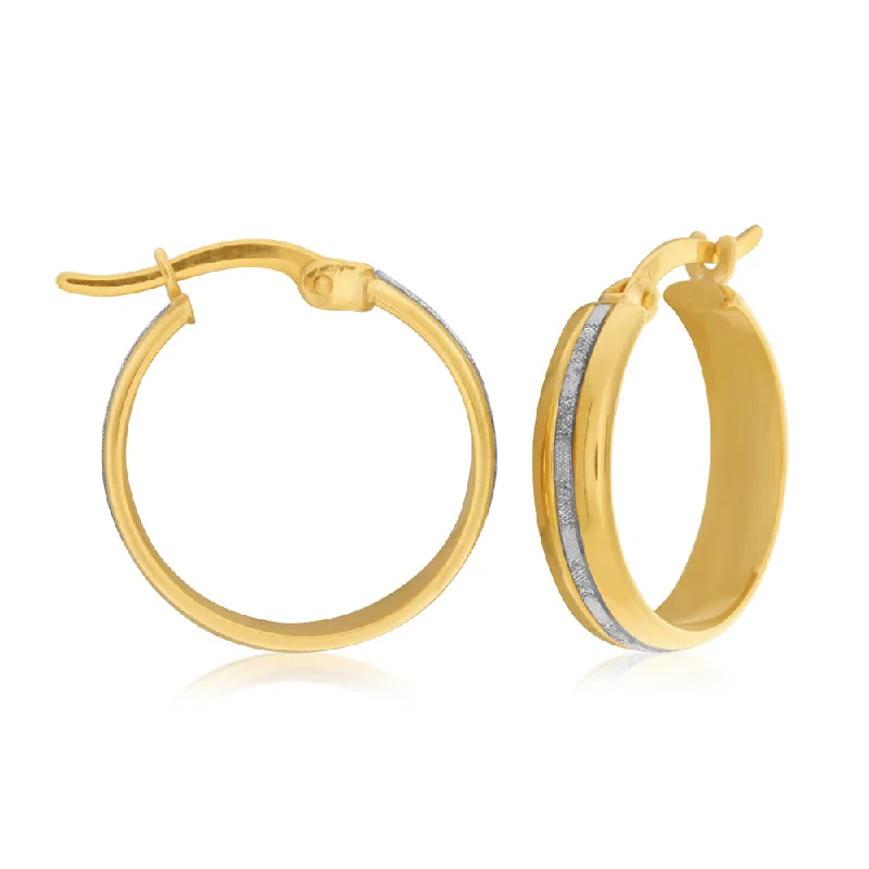 Fancy Drop Earrings for Special Events-9ct Yellow Gold Filled Stardust 15mm Hoop Earrings