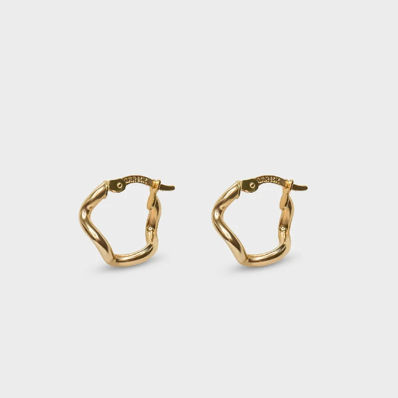 Bohemian Gold Earrings for Women-Wavy Gold Hoops