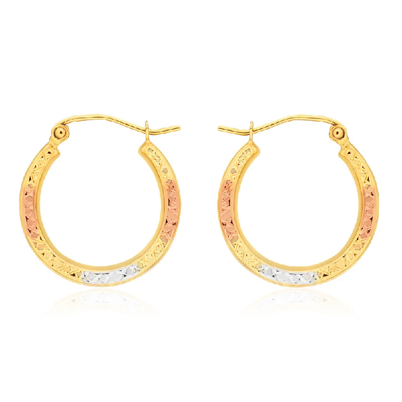 Personalized Silver Earrings for Brides-9ct Yellow Gold, White Gold & Rose Gold Cut Out Hoop Earrings