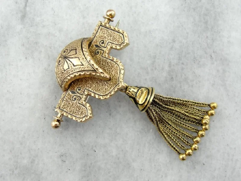 Fashionable Brooch For Weddings-Antique Victorian Drop Tassel Brooch