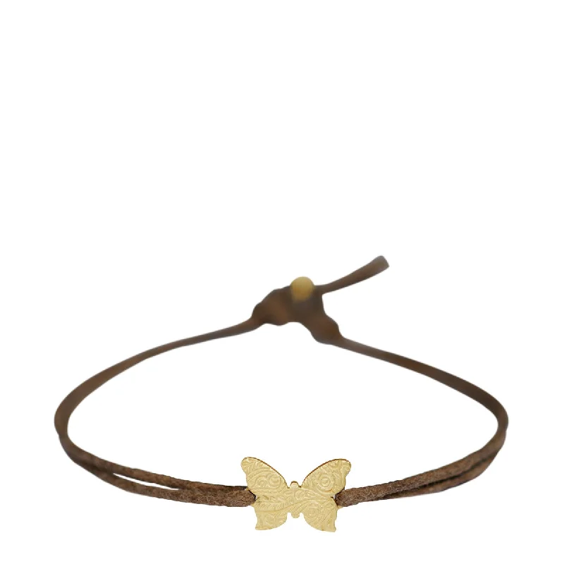 Trendy Gold Bracelet with Heart-Shape Charms-10K Gold Paisley Butterfly Bracelet on Cord