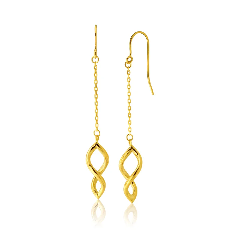 Fancy Crystal Earrings for Brides-9ct Yellow Gold Silver Filled Twist Drop Earrings