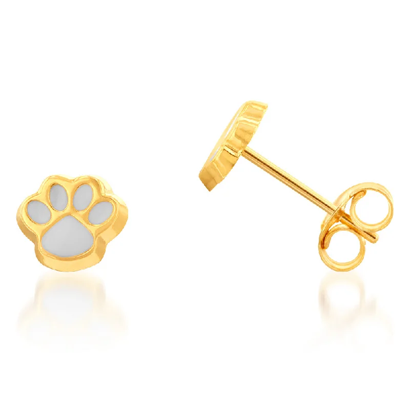 Bold Silver Earrings for Fashionistas-9ct Yellow Gold Paw Mark Stud Earrings