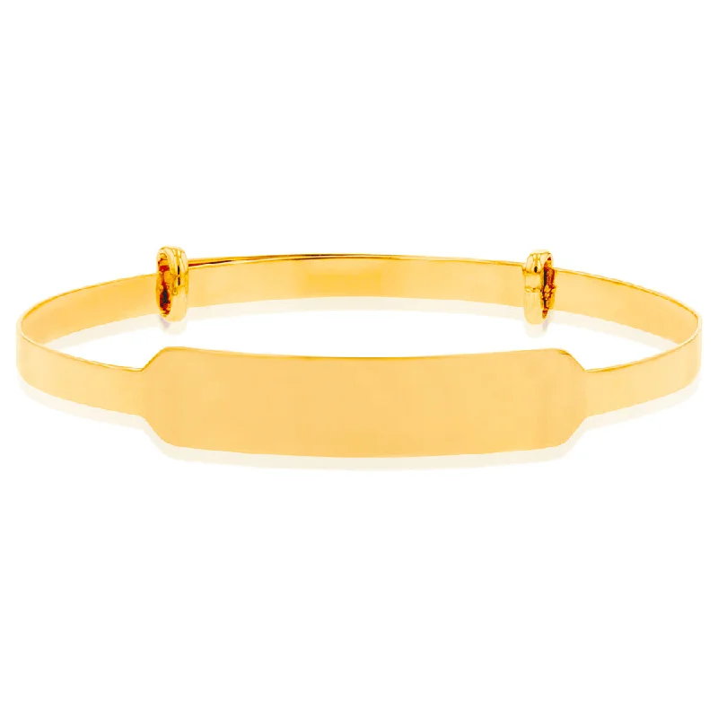 Customizable Silver Bangles for Family Celebrations-9ct Yellow Gold Expandable ID Baby Bangle