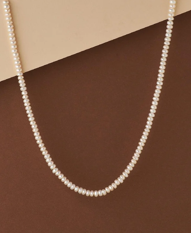 Designer Gold Necklace for Bridesmaids-Elegant 1 line Pearl Necklace