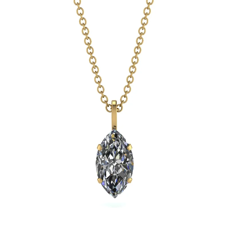 Chunky Gold Necklace for Bold Looks-Hidden Halo Marquise Diamond Necklace - Journey No. 16