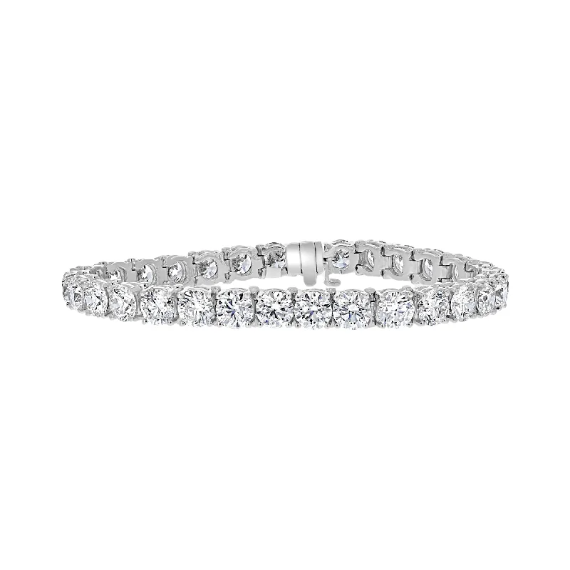 Elegant Gold Bracelet with Geometric Links-14KT WHITE GOLD 22.12 CTW ROUND DIAMOND 4 PRONG TENNIS BRACELET