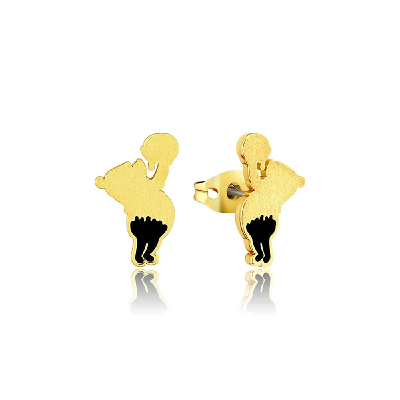 Gold Plated Earrings for Women-Disney Gold Plated Winnie The Pooh Honey Drip 15mm Stud Earrings