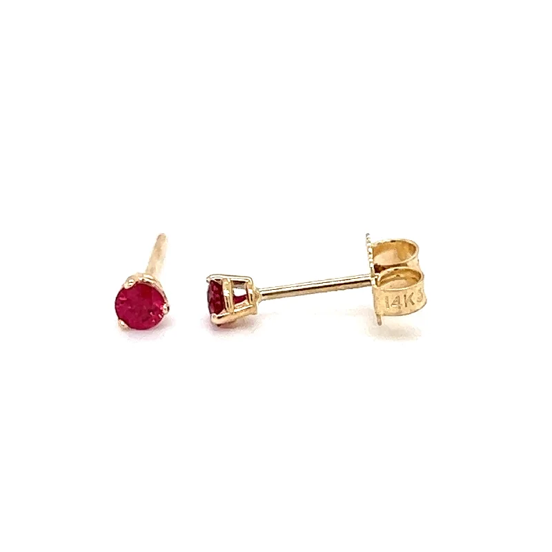 Simple Hoop Earrings for Men-14k Yellow Gold Ruby Stud Earrings by IJC