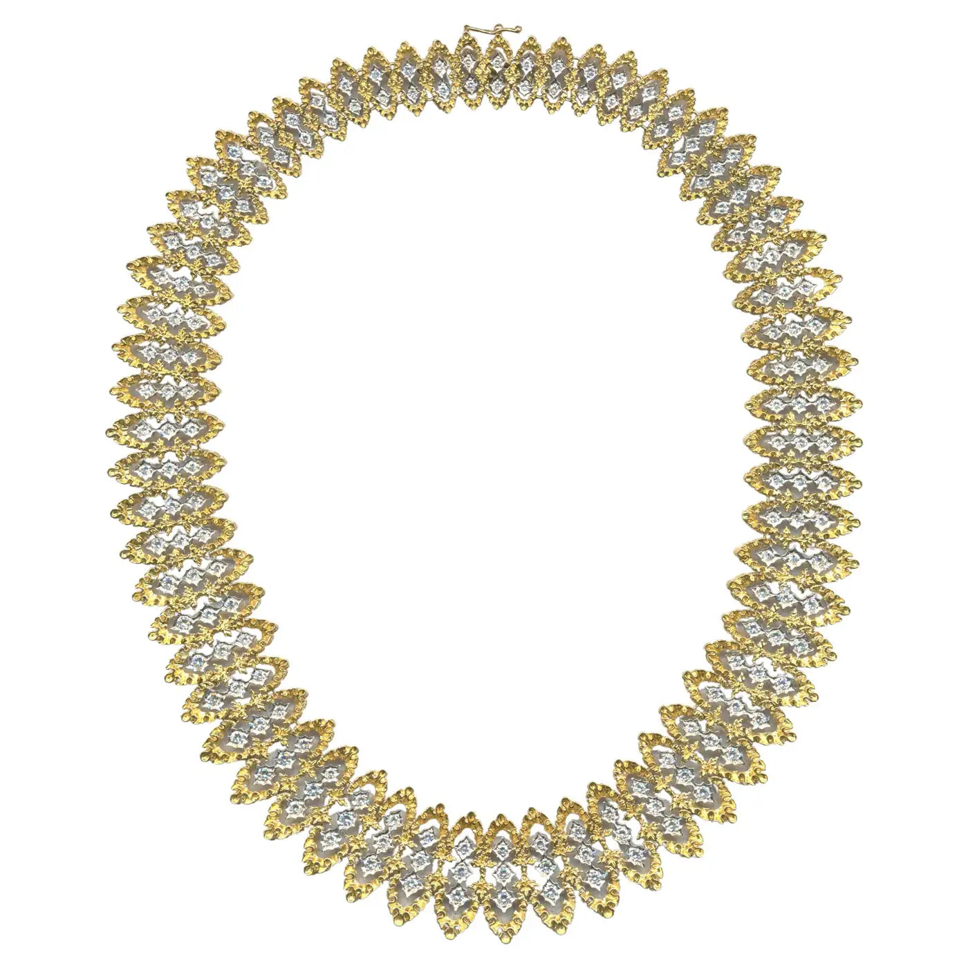 Boho Crystal Necklace with Long Chains-Impressive Heavy Diamond Necklace in 18k Yellow Gold [5 Ounces+] 7.00 carats