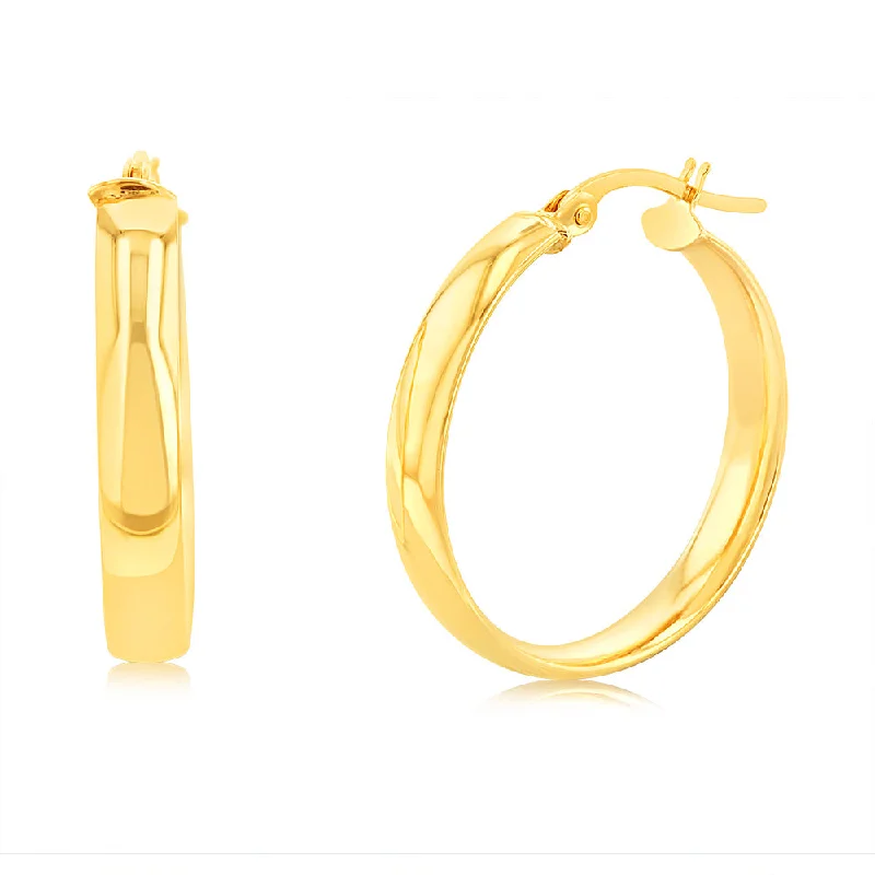 Personalized Gemstone Earrings-9ct Yellow Gold 20mm Plain Hoop Earrings