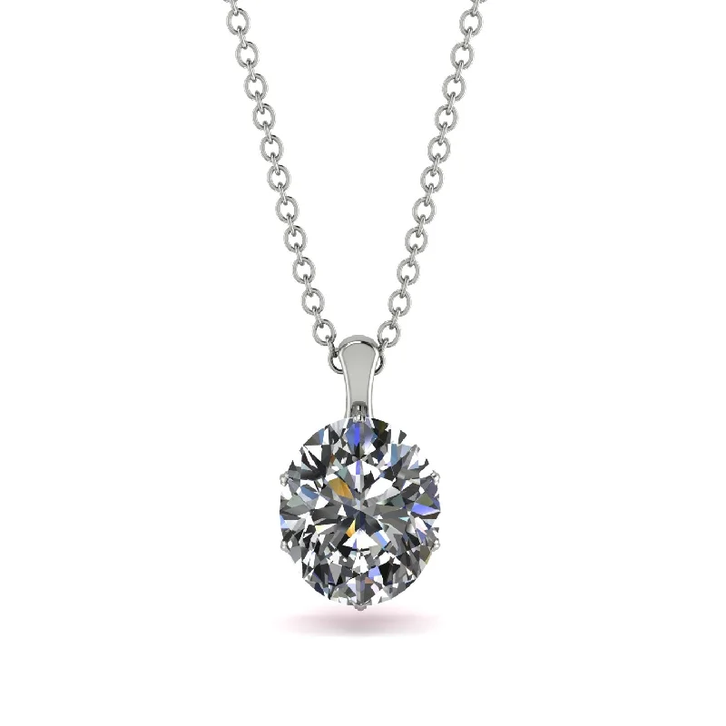 Customizable Gemstone Necklace for Daily Wear-Oval Diamond Hidden Halo Necklace - Gemma No. 48