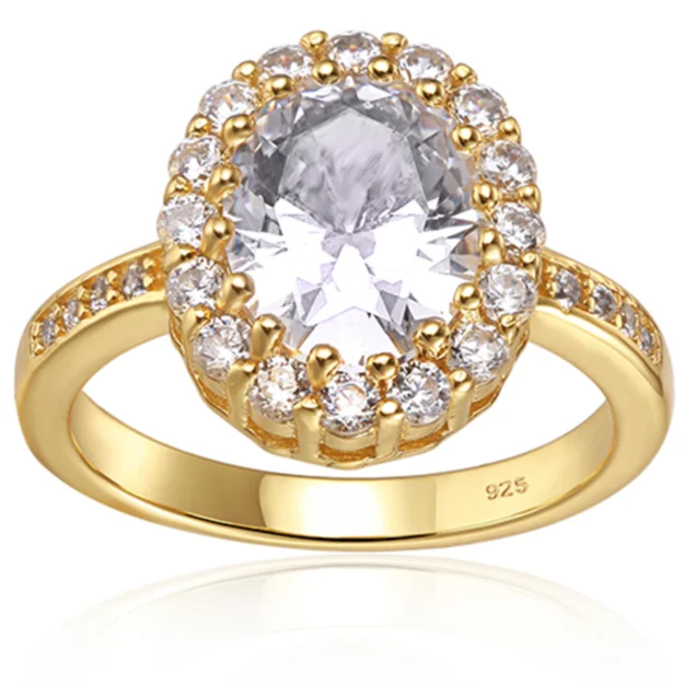 Simple Engagement Ring with Oval Diamond for Brides-Lucy in Gold - 2 ct Oval