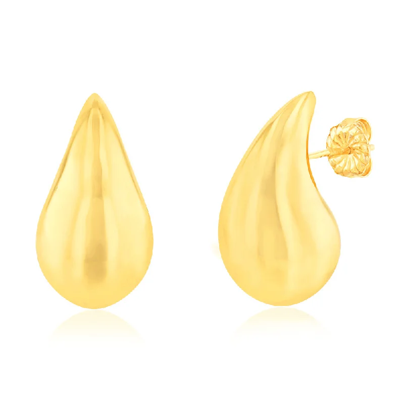 Classic Silver Stud Earrings for Women-Sterling Silver Gold Plated Polished Tear Drop Stud Earrings