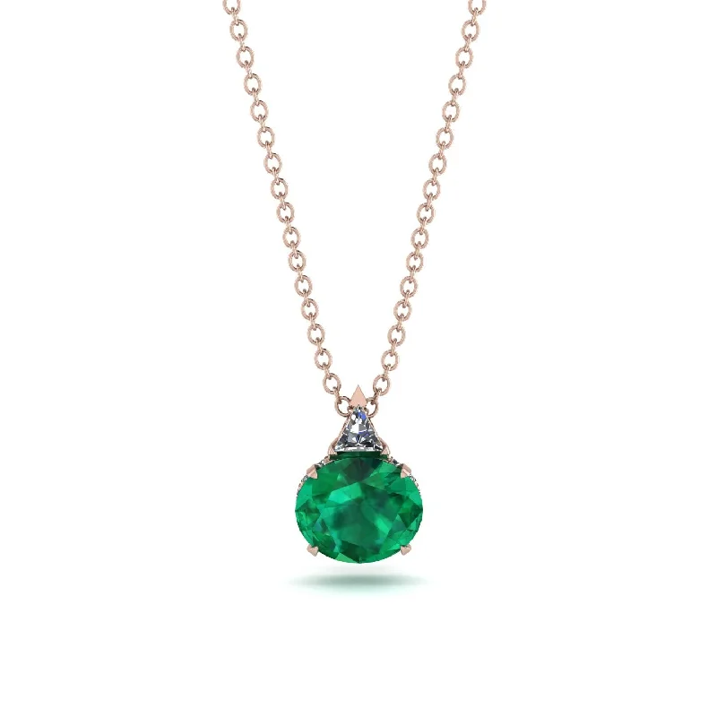 Sparkling Crystal Necklace with Colored Gems-Hidden Halo Emerald Necklace - Rosalie No. 5