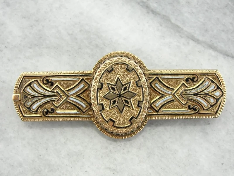 Luxury Brooch For Special Occasions-Ornate and Elegant: Victorian Gothic Enamel Brooch