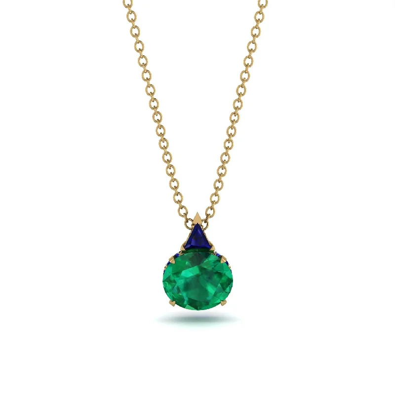 Layered Necklace with Silver Chains-Hidden Halo Emerald Necklace - Rosalie No. 64