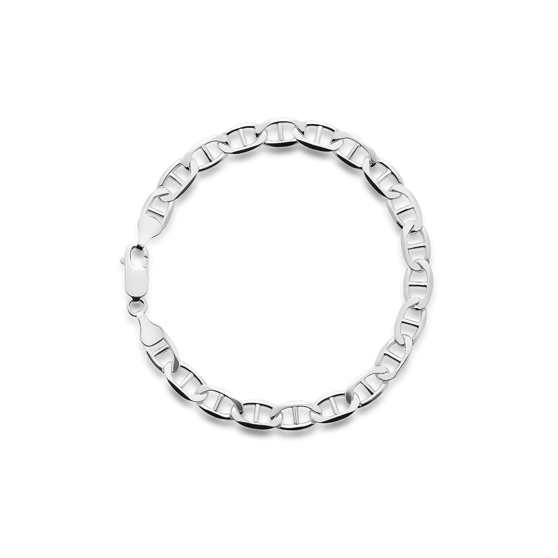 Customizable Gold Bracelet with Geometric Charms-SILVER 6.3MM MARINER BRACELET