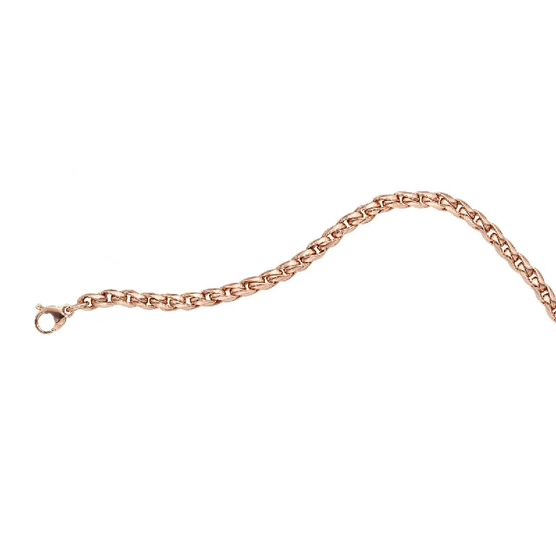 Customizable Silver Bracelet with Adjustable Size-14K Rose Gold 7.5" Round Curb Chain Bracelet PRC9737