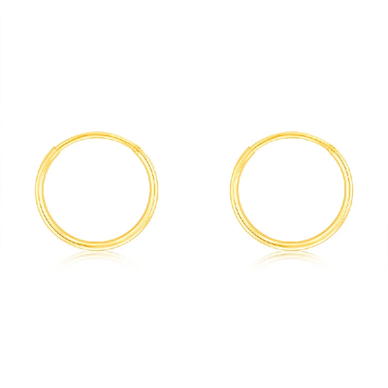 Customized Crystal Earrings-9ct Yellow Gold Plain 10mm Sleeper Earrings