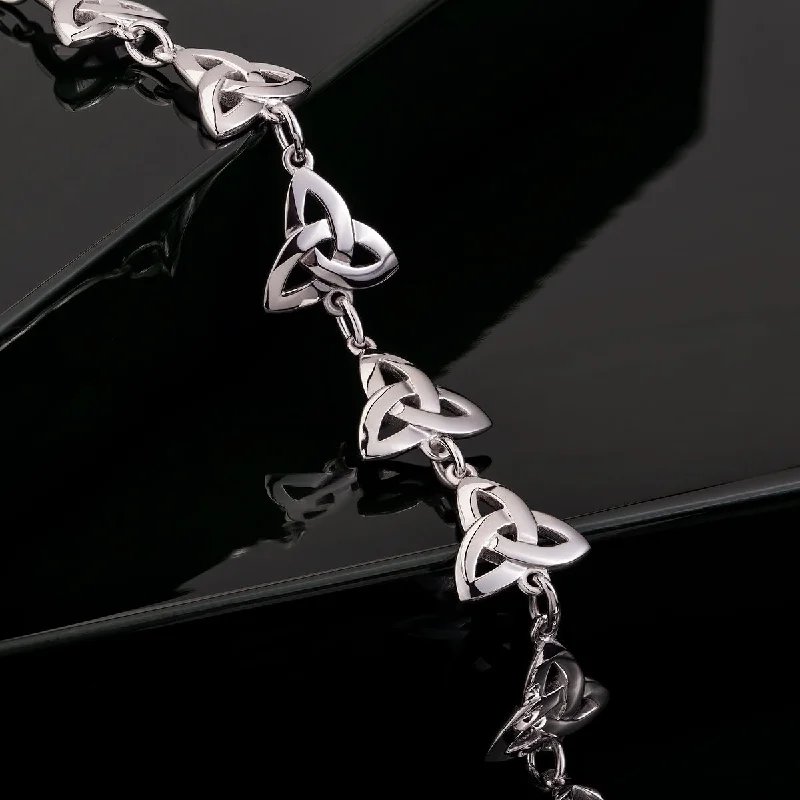 Personalized Silver Bracelet for Bridesmaids-Celtic Trinity Knot Bracelet Silver