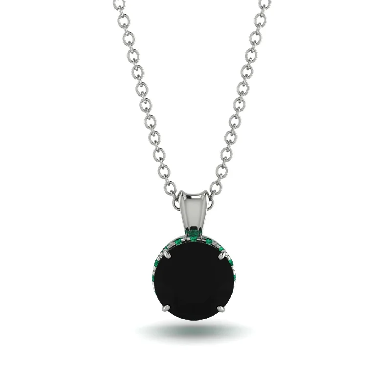 Sparkling Diamond Necklace for Bridesmaids-Black Diamond Necklace With Hidden Halo - Adaline No. 24