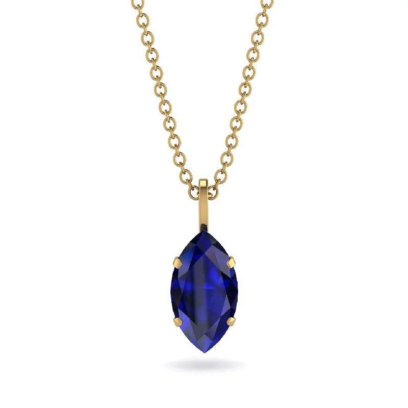 Elegant Sapphire Necklace for Brides-Hidden Halo Marquise Sapphire Necklace - Journey No. 43