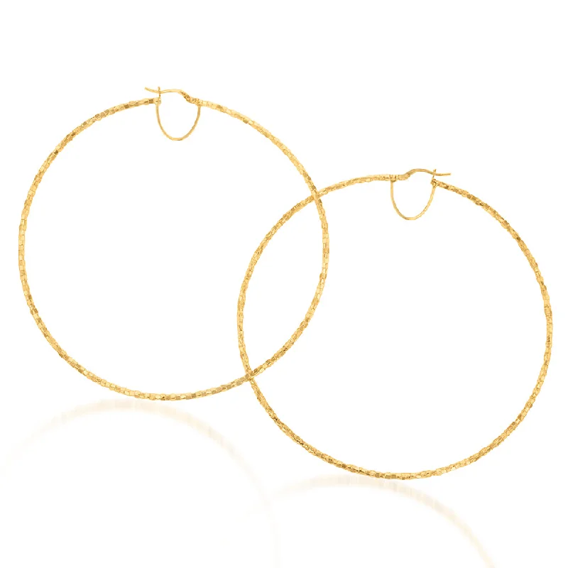 Trendy Stud Earrings for Teens-9ct Yellow Gold Silverfilled Fancy 80mm Hoop Earrings